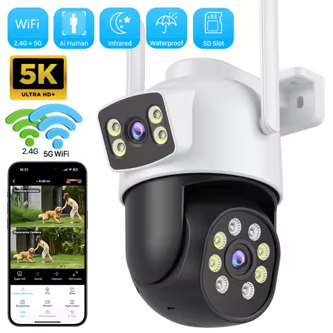 10MP PTZ Wifi IP Camera Dual Lens AI Human Detect ONVIF 5K 2.4G/5G WIFI Surveillance CCTV Cameras Se