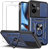 Case for Realme GT 7/GT 7T 5G with 2 Pieces Screen Protector, [360 Degree Ring Stand] [Camera Protec