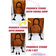 UNIVERSAL PADDOCK STAND SWIMG ARM PADDOCK STAND BOBBIN PADDOCK STAND SWING ARM WITH BOBBIN 2 IN 1 SE