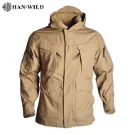 HAN WILD Áo Gió M65 Áo Khoác Đi Bộ Đường Dài Chiến Thuật Áo Khoác Quân Đội Áo Hoodie Chống Nước Cho 
