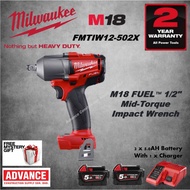 Milwaukee FMTIW12-502X  M18 ½' Impact Wrench MID Torque Impact Wrench ( Free Mystery Gift ) ( 2 YEARS WARRANTY )