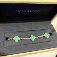 ❌sold) Vca van cleef Van Cleef &amp; Arpels 孔雀石 黃金色 18k 手鍊 手鏈 Vintage Alhambra bracelet 5 motifs