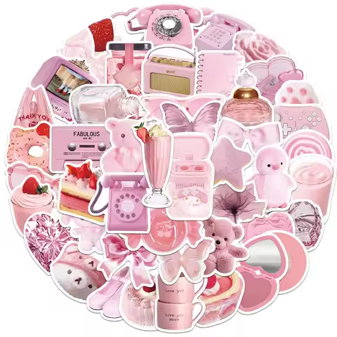 50PCS Cute Pink Bear INS Style Stickers For Girls DIY Stationery Phone Laptop Luggage Deacl BulingBu