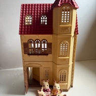 sylvanians 3 storey redroof house figures included