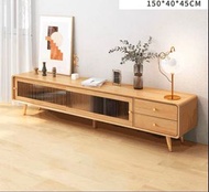 日式玻璃電視櫃 實木電視櫃茶几組合 客廳推拉門電視櫃收納櫃 Free installation and packaged delivery Japanese-style glass TV cabine