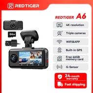 REDTIGER A6 Dash Cam 2.5K 3 Channel Dash Camera 5.8GHz WiFi3" Touch Screen