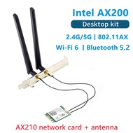 Bộ Máy Tính Để Bàn 802.11ax Wi-Fi 6 Băng Tần Kép 2.4Gbps Thẻ Wifi Intel AX200 Bluetooth 5.1 Ăng Ten 