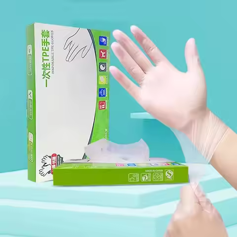 100Pcs Food Grade Disposable Gloves Portable Non-Slip Acid Work Safety Cleaning Gloves Transparent T