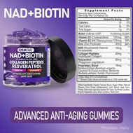 NAD + Biotin Collagen Resveratrol Anti-Aging Gummies (60 Gummies) Contain Vitamin K2/D3 to revitaliz