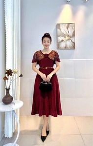 Đầm Đi Tiệc [ Salu Store ] HL689 Lững + HL690 Dài Chất Vải Thun Nhũ Đính Đá DMC Cao Cấp 50kg đến 75k