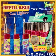 1 BOX (25PCS) YEEPI Torch lighter Windproof Lighter Gas lighter refill wth Laiter api Lighter unik P