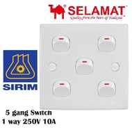 SELAMAT 5 GANG 1 WAY SWITCH 2K-105 (SIRIM)