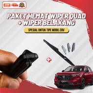 Paket Wiper Mobil CR-V Semua Tipe Quad Blade 4 Lapis Karet + Wiper Belakang Premium GEN 1 2 3 4 Bisa