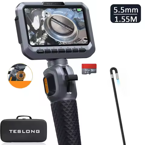 TESLONG TD300P 5.5MM Articulating Borescope 1080P 5 Inch IPS Two Way 210° Steering Endoscope Camera 