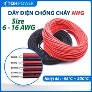 [ 1 meter ] AWG Fireproof Electrical Wire – Size 6/8/10/12/16 – Silicone Shell, High Heat Resistant 
