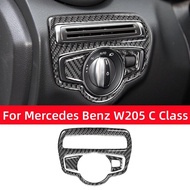 :{-- “สำหรับ Mercedes Benz W205 C180 C300 C200 C รุ่น GLC ปุ่มสวิตช์ไฟหน้าคาร์บอนไฟเบอร์สติกเกอร์ Lis Pigura อุปกรณ์ตกแต่งภายในรถยนต์