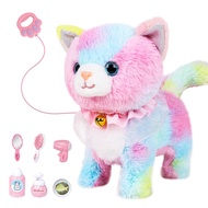 Interactive Electronic Plush Toy Walking and Barking Robot Cat Plush Cat Remote Control Kitten for G