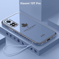 Casing Xiaomi Mi 10T Case Plating Cover Maple Leaves Soft TPU Phone Case Xiaomi Mi 10T Pro 5G