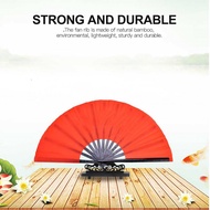 Kavolet Tai Chi Martial Arts Kung Fu Silk Dance Performance Fan Red Black Rib 14.2x1.2x0.6inch (red 
