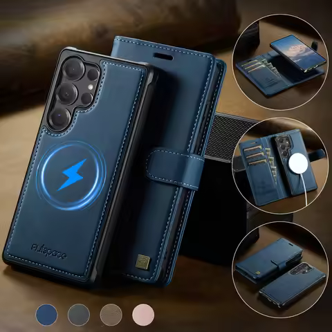 Detachable 2-in-1 Leather Wallet Phone Case Book For Magsafe Samsung Galaxy S26 Ultra S25 Plus S24 F