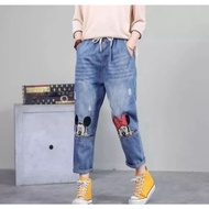 / EMBROIDERED JEANS / DENIM PANTS WOMEN'S PANTS KOREAN STYLE BAG JEANS