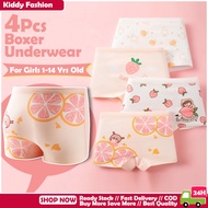 [COD] 4 Pcs Boxer Underwear for Girls 1-14 Yrs Old Peach Pattern Girl Briefs