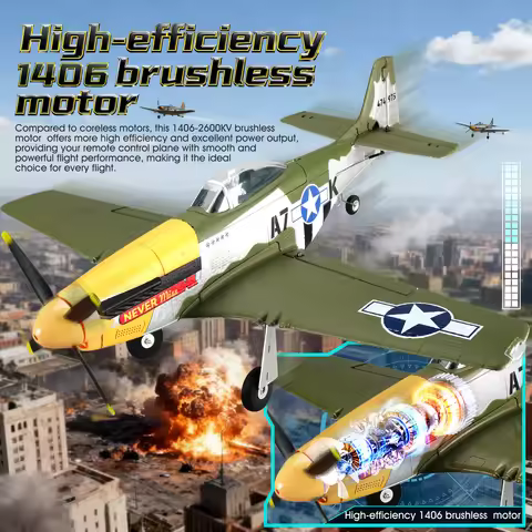 2026 5CH RC Plane 2.4G P51D Mustang Fixed Wing Aircraft 510mm Wingspan 3D/6G With Gyro And Brushless