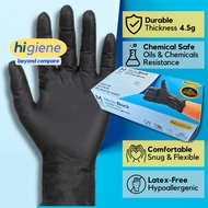 Higiene Powder Free Nitrile Disposable Gloves, Black 4.5g, Thick Gloves