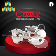 Peralatan Masak Stainless Steel 201 Cypruz Complete Kitchen Set 12 Pcs