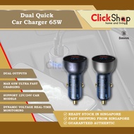 BASEUS Particular Digital Display QC+PPS Dual Quick Charger Car Charger 65W Dual Ports Fast Charging