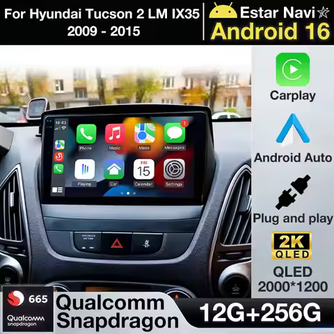 Android 16 Car Radio For Hyundai Tucson 2 LM IX35 2009 - 2015 Carplay Auto GPS Multimedia Video Play
