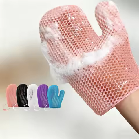 Deep Clean and Exfoliate Honeycomb Texture Shower Mitt Finger Caps Design Gentle on Skin Tough on De