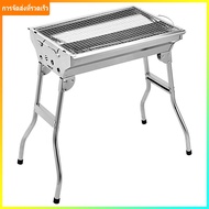 Portable Barbecue Grill Stainless Steel Charcoal BBQ Grill Multi-Function with Storage Basket for Ou