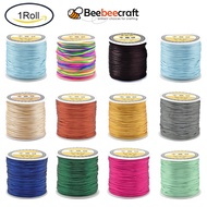 Beebeecraft 1Roll Nylon Thread Rattail Satin Cord Light Sky Blue about 1mm about 76.55 yards(70m)/roll
