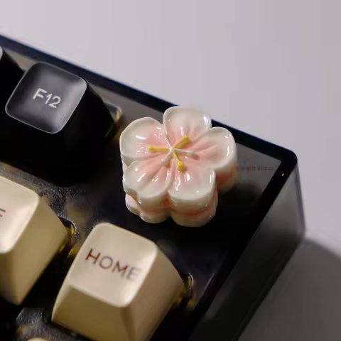Cute Sakura Knob Keycaps Pink 6mm Resin Keycap Volume Knob Custom Key Caps for LEOBOG Hi75 Mechanica