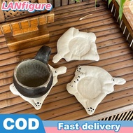 LANfigure Cute Cat Coaster Soft Fabric Non-Slip Absorbent Cup Mat Cat Shaped Mug Rug for Kitchen Off