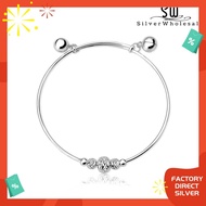 Factory Direct #JGB007 Gorgeous Baby Bangle With Bells In Real Genuine 925 Sterling Silver (Original Silver)