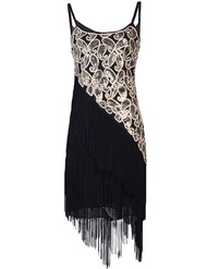 AOMI Women s 1920S Sequin Paisley Pattern Tiered Tassel Gatsby Flapper Dress