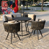 Courtyard Single Iron Combination Table Chair Coffee Table Teng Chair Leisure Rattan Chair Outdoor T