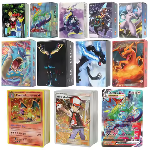 60/100/151Pcs English Pokemon cards Cartoon Arceus Charizard Pikachu Vmax EX MEGA GX TAG 1996 First 