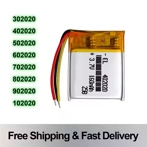 3.7V 302020 402020 502020 602020 702020 802020 902020 102020 150mAh 3Lines 2Pcs Li-Polymer Li-ion Li