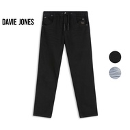 DAVIE JONES กางเกงจ็อกเกอร์ ยีนส์ เอวยางยืด สีดำ Drawstring Denim Joggers in nblack DN0017BK NV