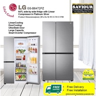 LG GS-B6472PZ 647L side-by-side-fridge with Linear Compressor in Platinum Silver