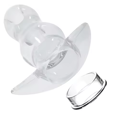 TPE Hollow Anal Plug with Cap - Transparent Tunnel Butt Plug for Gape Training & Prostate Play