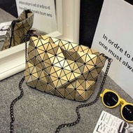 Glossy Gold Issey Miyake BAOBAO Geometric Rhombic Sling Bag / Clutch