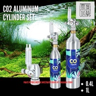 ZRDR CO2 Aluminum Cylinder Set 0.4L & 1L Face Up Interface Easy Refilling Aquarium Aquatic Plant Fis