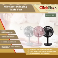 Solove Portable Wireless Table Fan F5 Desktop Fan 3 Wind Speeds USB Rechargeable Fan Long-lasting