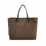 Louis Vuitton(LV)Neverfull大號牛皮棋盤格束帶單肩包