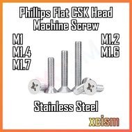 [M1 M1.2 M1.4 M1.6 M1.7] Phillips Cross Flat Countersunk Head CSK Machine Screw Skru Bolt Philips St