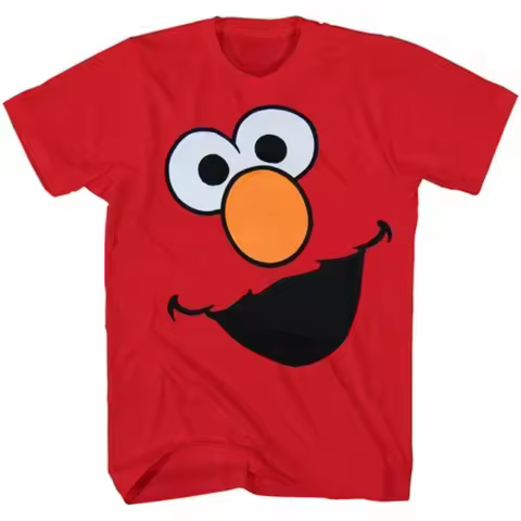 Men's T-shirt, Sesame Street Elmo Face Halloween Costume T-Shirt S-4XL, Royal Cotton Spring Summer
